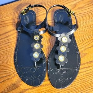Coach Paisley Black T Strap Jelly Thong Sandal - Size 9